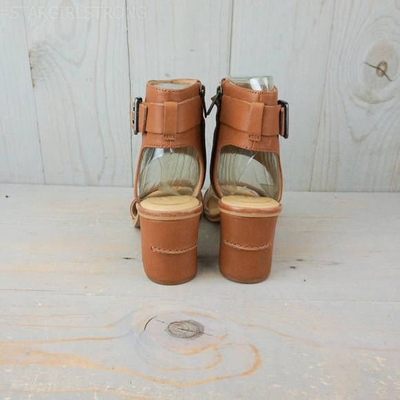 ugg claudette peep toe leather block heel  sandals heels nib - Picture 6 of 8